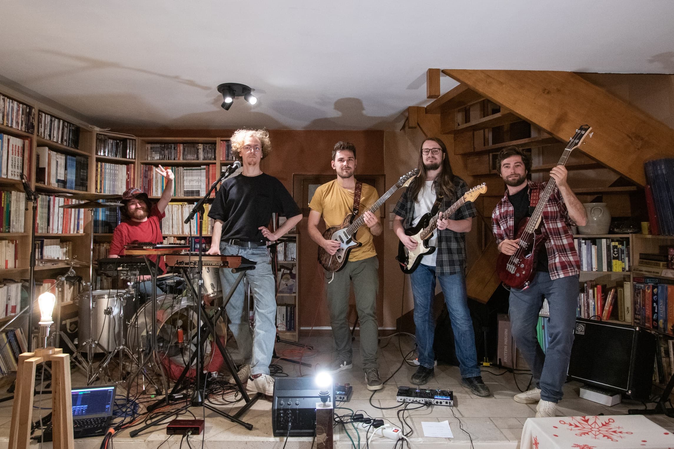 Group members inside, ready to start the show